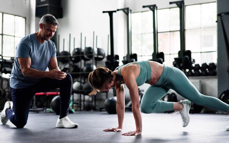 Two people training together