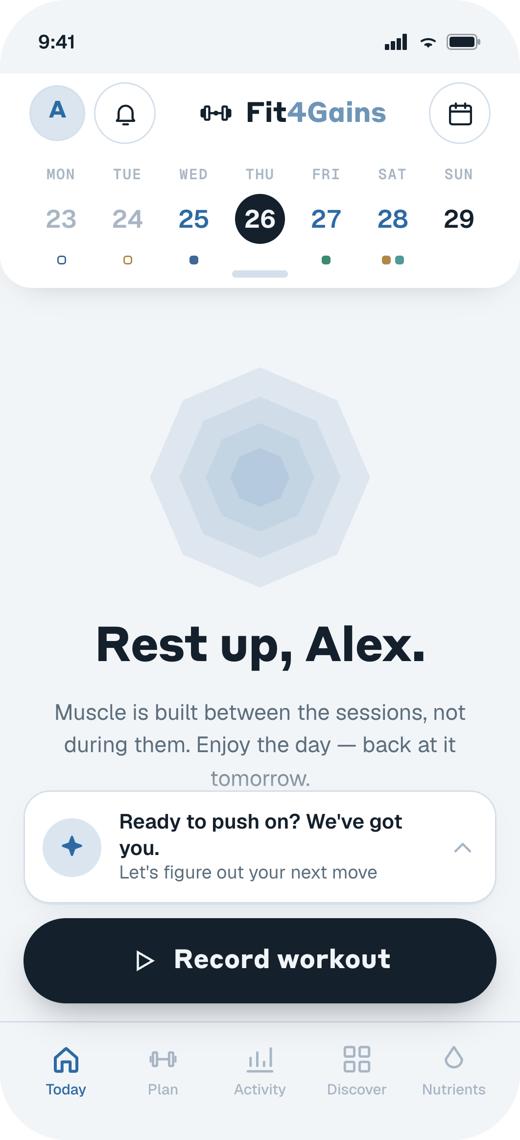 Fit4Gains app screen